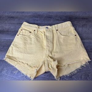 Levi's Fresh Womens Yellow 501 Shorts High Rise Size 28